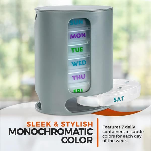 Weekly Pill Organizer, 1 Dispenser, 7 Stackable Compartments