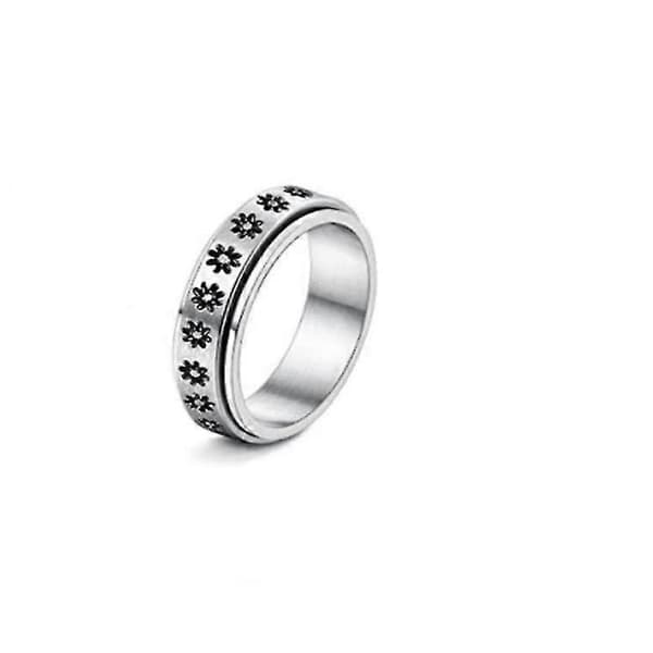 Blomster Drejelige Titanium Rustfrit Stål Ringe Anti Angst Stresslindrende Spinner Ringe