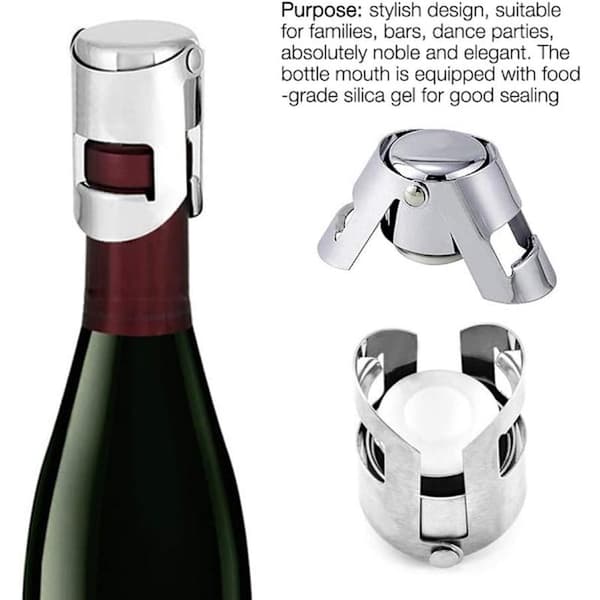 Champagnekorkar, 4-pack vakuumförseglade rostfria mousserande vinflaskor