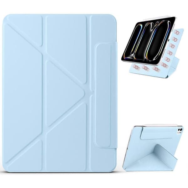 Etui til iPad Pro 13 (2024) PC+PU Læder Origami Stativ Magnetisk Tablet Beskyttelse - Babyblå