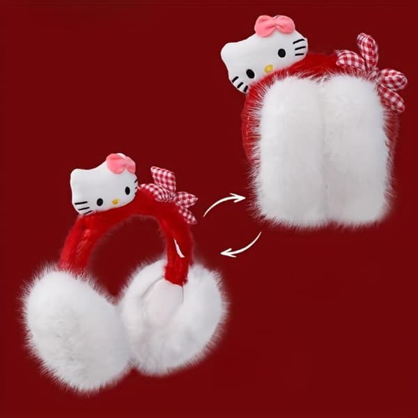 Hello Kitty Ørevarmer - Super Komfortable & Foldbare | Trendy Festtilbehør til Piger | Letvægt og Elastisk Hello Kitty cat earmuffs