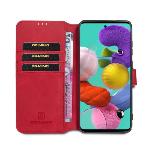 DG-Ming mobilplånbok 3-kort Samsung Galaxy A51 (SM-A515F) Röd