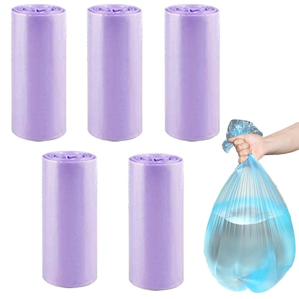 100 st Sopsäckar Stark Sopåsar, Badrumssopbehållare Foder, Plastpåsar Kompatibla Med Kontor, Papperskorg Foder Purple