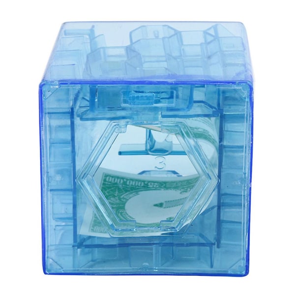 3d Cube Puslespil Penge Labyrint Bank Spare Mønt Indsamling Case Box Sjovt hjernespil Blue