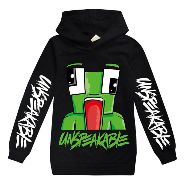 7-14 år Kids Unspeakable Print Hoodie Sweatshirt Topper Black 9-10 Years