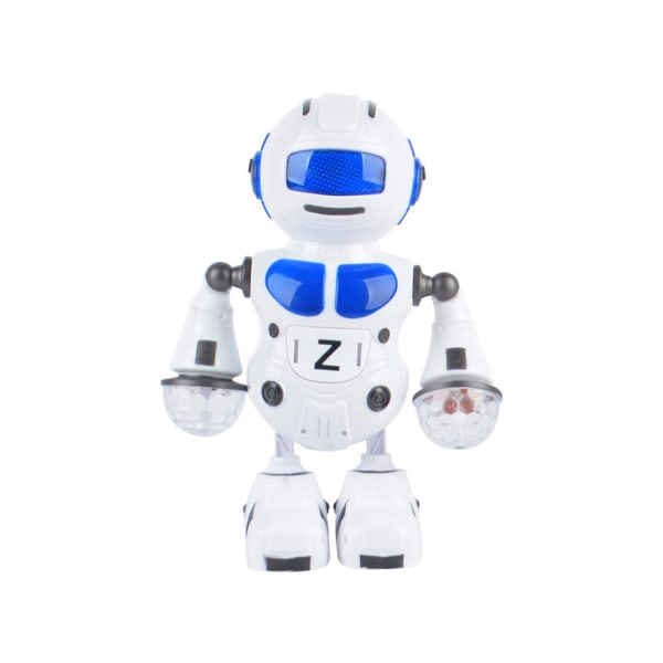 Elektronisk rumdansende robot med musik og blitz - blå