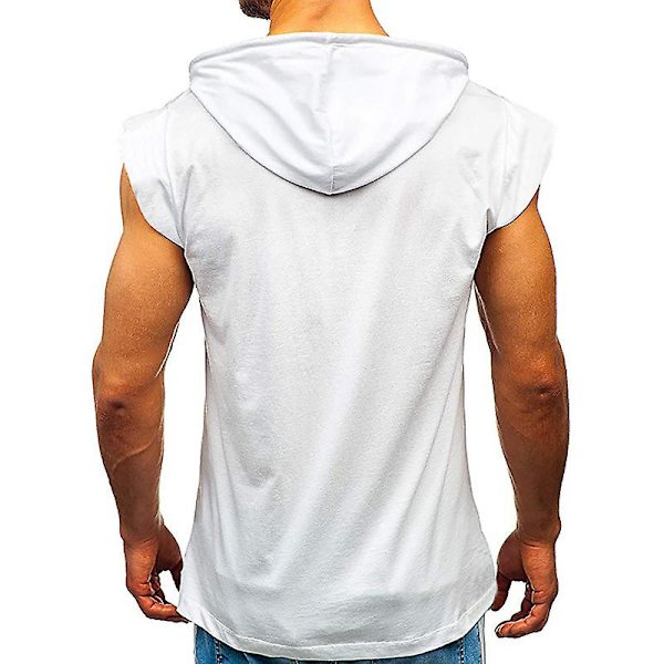 Kortärmad hoodie för män Gym Sport T-shirt linne White L