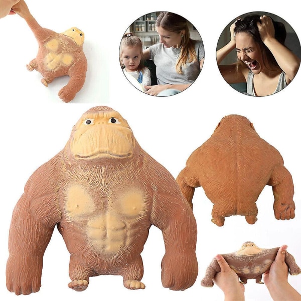 Brown Monkey Toy Tpr Stretch Gorilla Toy Squeeze Toy Kompatibel med Barn Vuxen Stress Relief -ES Brown 12*12