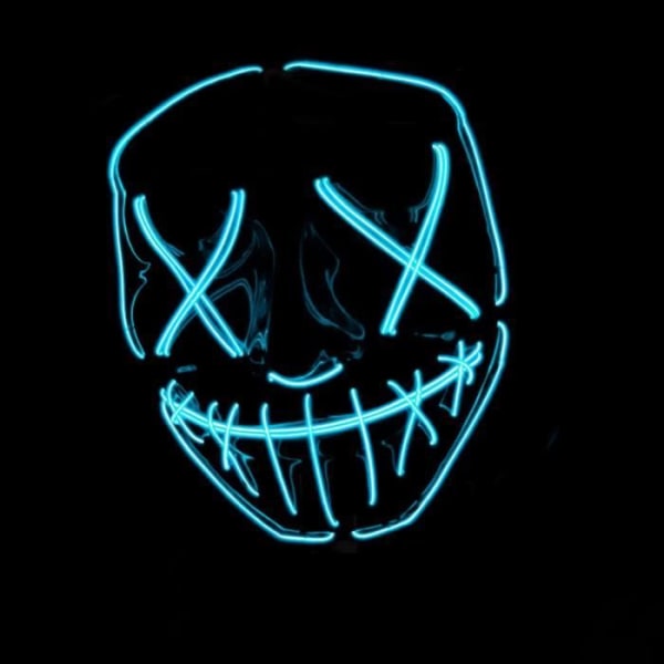 The Purge LED-maske | Mareritt Blå | Premium Kvalitet | Stiv Plast | 3 Blinkende Moduser | LED-maske | Cosplay |[~13]