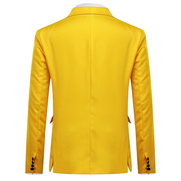 Yynuda Miesten Business Casual Klassinen Notched Lapel Kaksoissplitti Yksivärinen Yksipainikkeinen Puku Takki 11 Väriä Yellow M