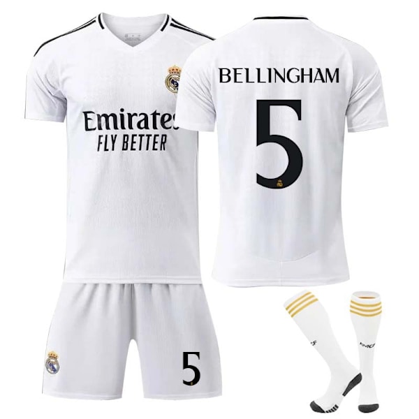 2425 Real Madrid fotballdrakt Bellingham draktsett med sokker M(170-175cm)