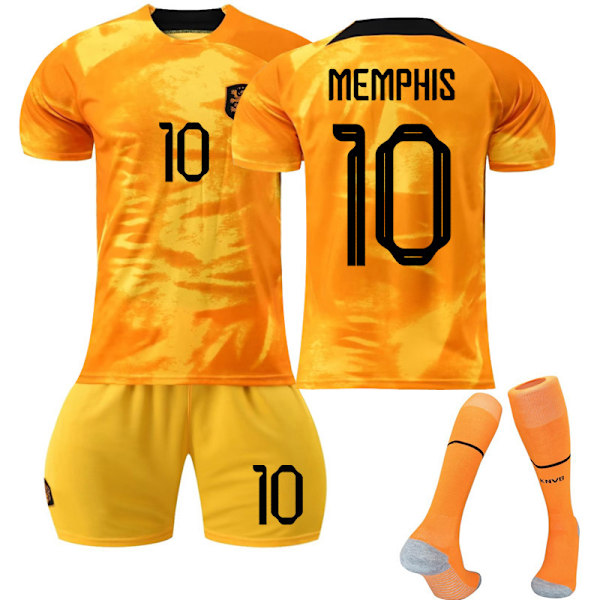 2324 Nederland hjem fotballdrakt sett+sokk-Memphis 3XL(200-210cm)