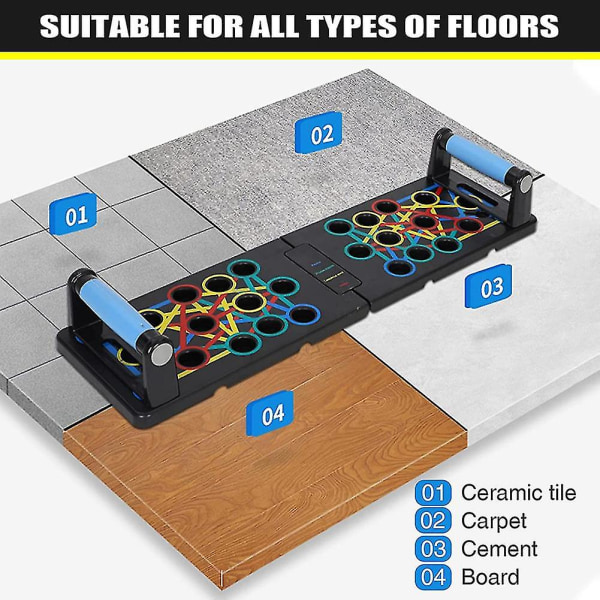 Hjemmetreningsutstyr Up Board 24 i 1 multifunksjonelt Pushup Bar System Fitness Gulv brystmusk