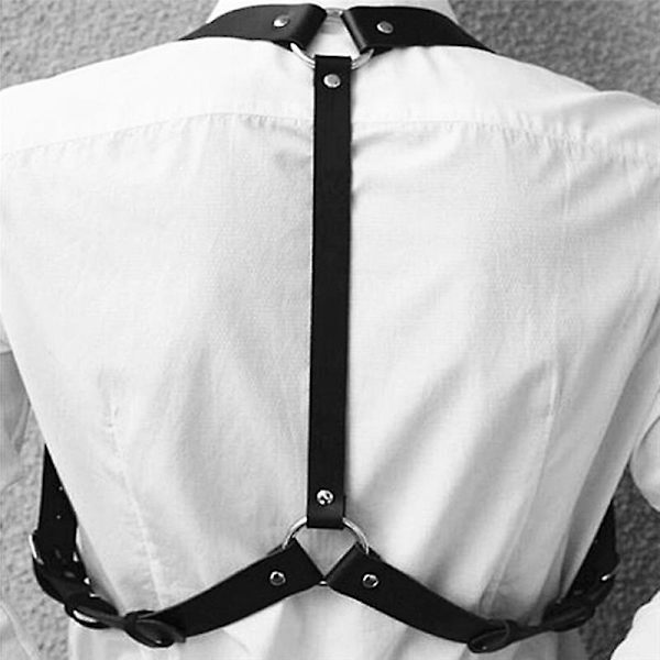Sexig Kvinna Man Justerbar Läder Kropp Bröstsele Bälte Punk Fancy Kostym Black 1pc