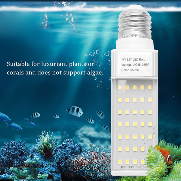 Fishpod White Plant Aquarium 7w Grow Light Led Tank Fish Coral Bulb E27 Lampe silver