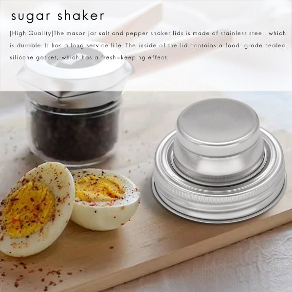 8 pakker Mason Jar Shaker-lokk, Shaker-topp for vanlige Mason Jar, Shaker-lokk for Mini Mason-krukker