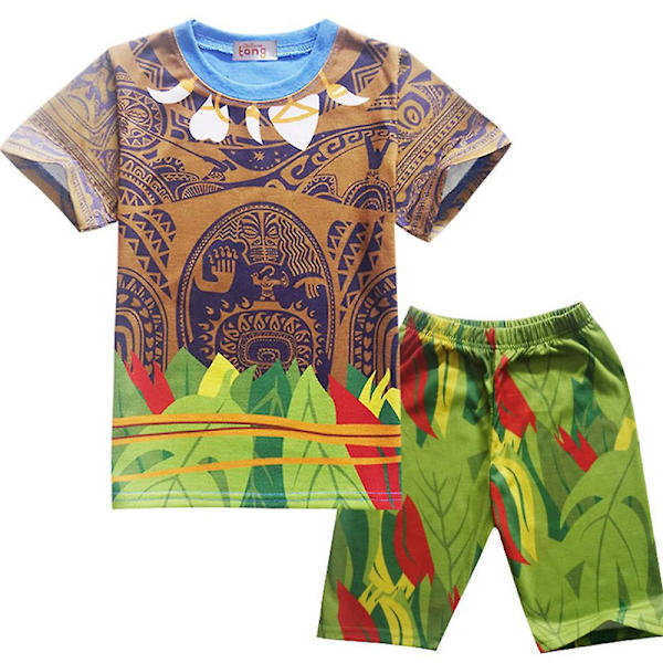 Moana ja Maui Cosplay-Pyjamasetti Lapsille Pojille Kesä T-paita Shortsit Pjs Univaatteet-Maui 8-9 Years