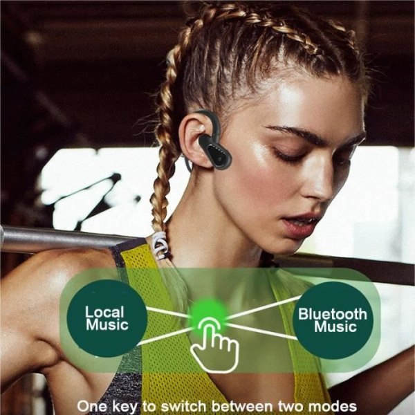 Bone Conduction Trådlösa Bluetooth 5.0-hörlurar Vattentäta sporthörlurar med mikrofon MP3-spelare [317F0C1]