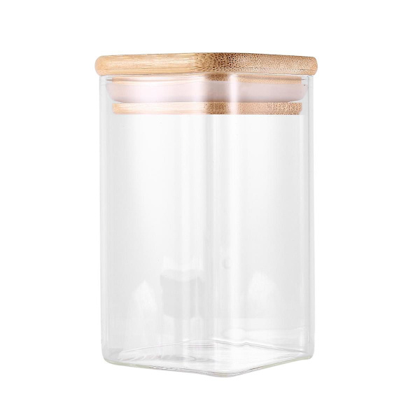 12 stk Glasskrydderglass med bambuslokk, 8oz lufttette firkantede krydderbeholdere, tomme krydderglass