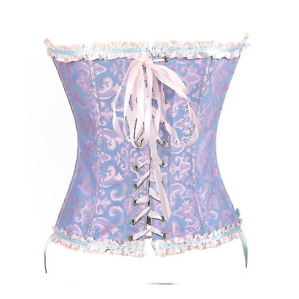 Tube Top Jacquard Gotisk Palats Korsett Väst Shapewear Korsett -ge Blue 6XL