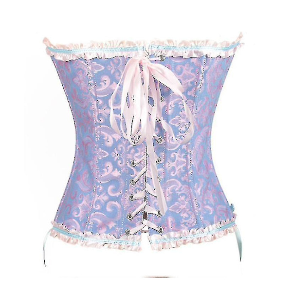 Tube Top Jacquard Gotisk Palats Korsett Väst Shapewear Korsett -ge Blue XS