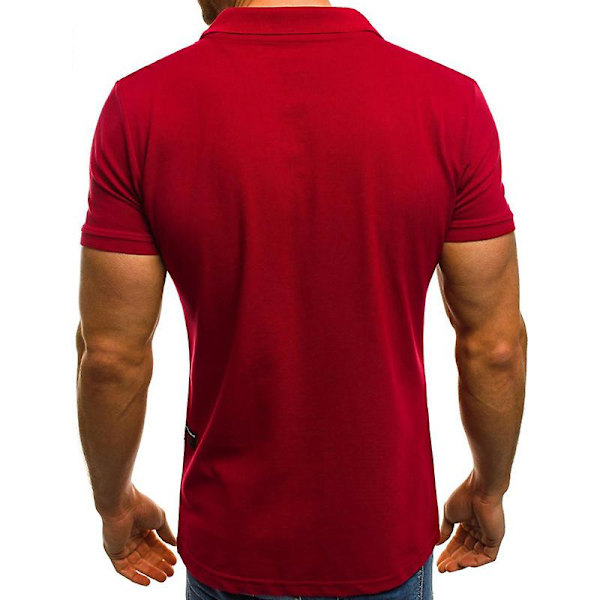 Herr pikétröja Kortärmad sommarskjorta Golf Sport Toppar Red L