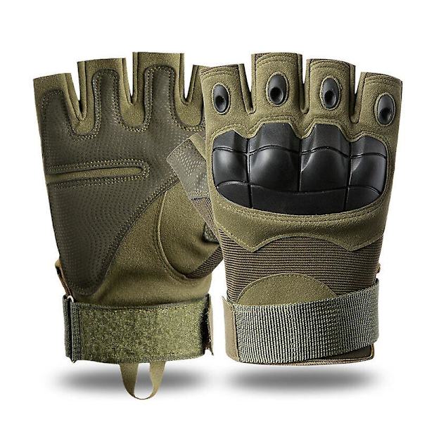 Militær Taktisk Hårde Knuckle Handsker Fuld Fingerfingerløs Army Combat Jagt -hg Green-Fingerless XL