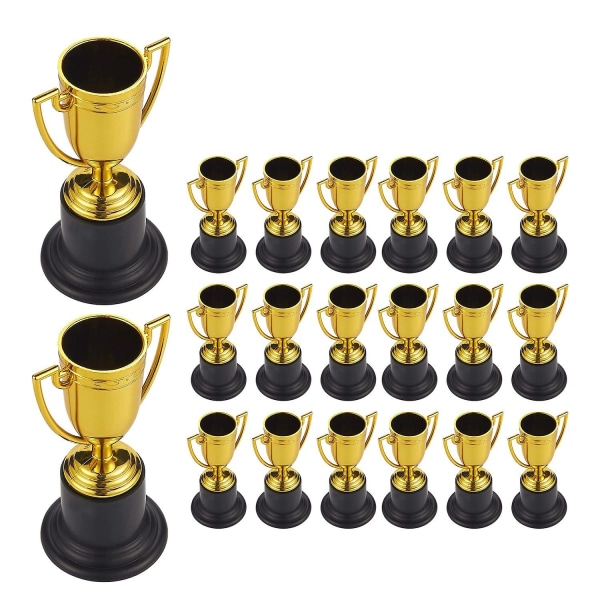 20 st Mini Plastguldkoppar Troféer Kompatibla med Fest Barn Tidig Inlärning Leksaker Priser Barnens Holi -hg gold  black