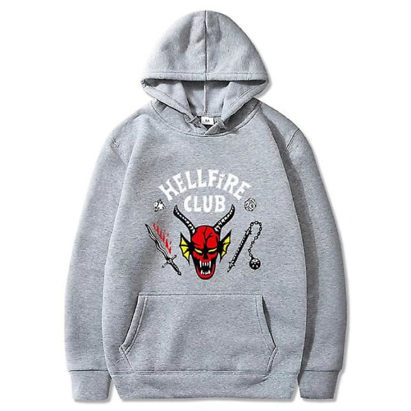 Stranger Things 4 Hellfire Club Hættetrøjer Sweatshirts Pullover Casual Toppe Light Grey L