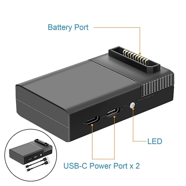 Hurtigoplader batteri Usb-opladning & Type C-kabel kompatibel med Dji Mavic Air 2s/air 2 -ES