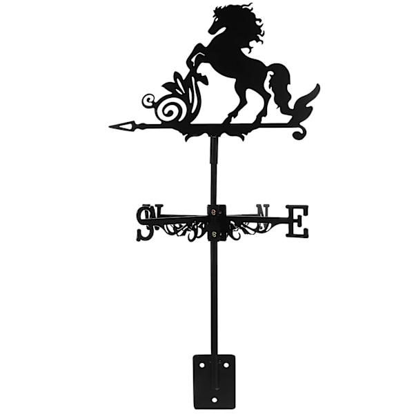 Horse Weathervane tuulen suunnan ilmaisin Eurooppalainen tuuliviiri, yhteensopiva kattopuutarhapation kanssa -ES Black 64.00X34.00X34.00CM