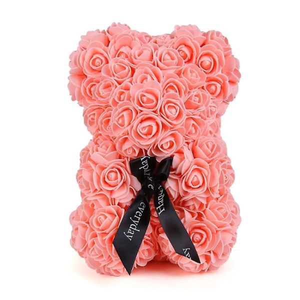 Valentinsdag Gave 25cm Rose Teddy Bear Fra Blomsterbjørn Med Blomster Rød Rosebjørn Deep Pink