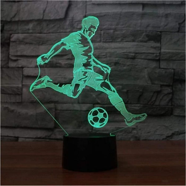 3D LED Bordlampe Børneværelse Sengelampe Sove Spil Fodbold Berøring USB Hjem Dekoration Fodboldspiller Natlys -h