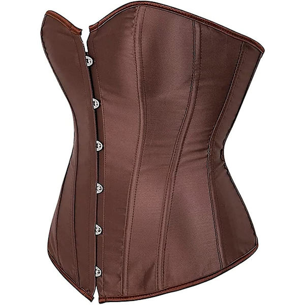 Szivyshi Dame Overbust Sweetheart Lace Up Plastic Bones Corset Bustier Top -ge Brown 808 5*L Plus