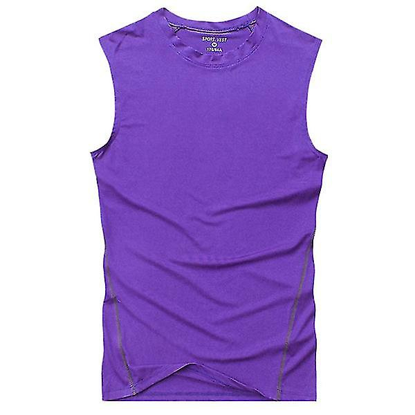 Herrar Toppar Baslager Väst Ärmlös T-shirt Gym Sport Tank Tops Purple L