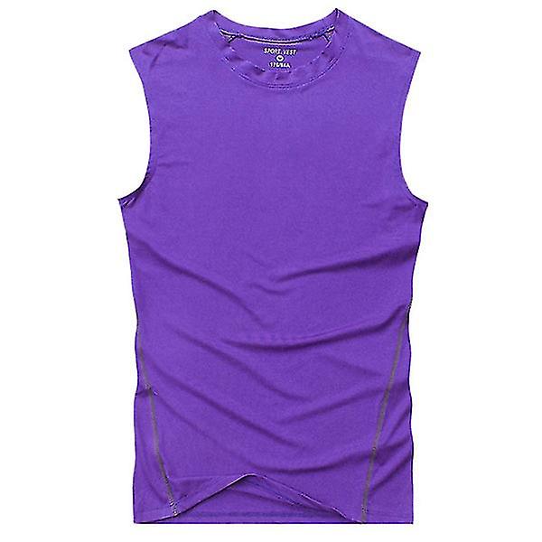 Miesten Topit Base Layer Vest Hihaton T-paita Gym Sport Tank Topit Purple L