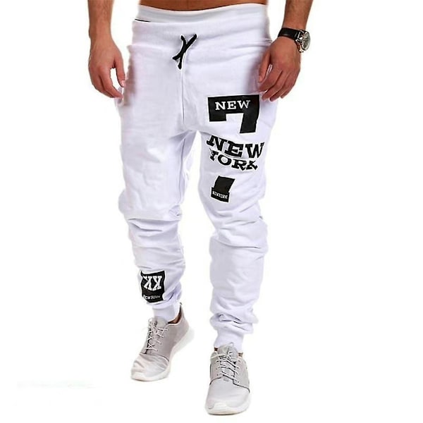 Herrkläder Set Printed långärmade huvtröjor med dragsko White XL