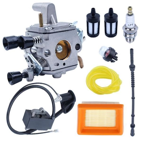 Förgasare med tändspole luftfilterkit Kompatibel med Stihl FS120 FS200 FS250 41341200653 41341200603