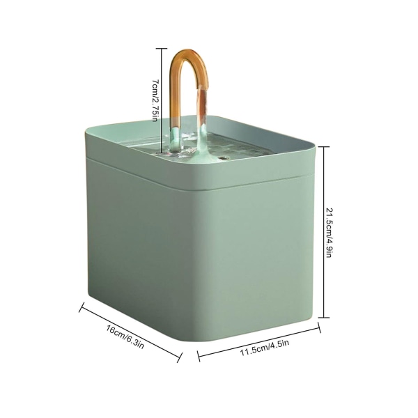 Kattvattenfontän, automatisk husdjursfontän för hundvatten, ultratyst pump för katter, hundar, flera husdjur Light green