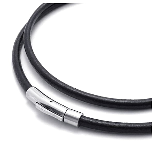 Miesten kaulakoru - Ketju - 3mm Naru - PU-nahka - Yhteensopiva Miesten kanssa - Väri Musta Hopea - Lahjapakkauksessa Black(45cm)