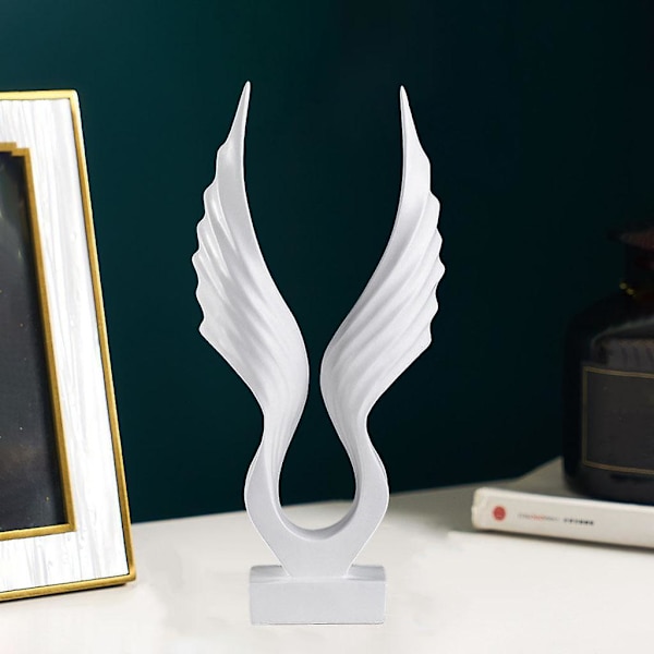 Bordskulptur Ørn Vinger Statue Figur Kontor Ornamenter Hvid White