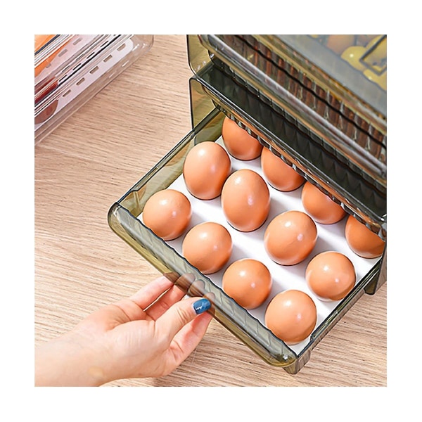 Dobbeltlags eggeboks Pet Transparent Kjøkken Kjøleskap Organisatorer Crisper Plastic Husholdning D