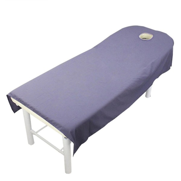 Massasjebordlaken med ansiktshull Vaskbart Gjenbrukbart massasjebordtrekk Purple 80cmx190cm Opening