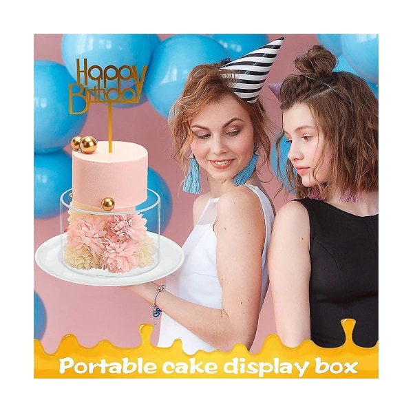 Tårtställ i klar akryl, fyllbar tårtlåda, rund tårtförpackning med lock, dekorativ mittpaj Transparent
