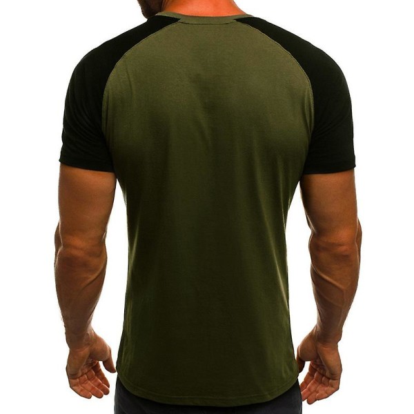 Gym T-shirt för Män, Sport, Kortärmad Topp Army Green 3XL