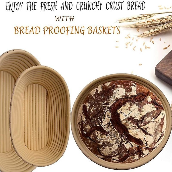 2 set leipäkorisarja, jossa aloituspakkaus, pyöreä ja soikea leipäkulho -työkalut -leipä Lame- Photo color