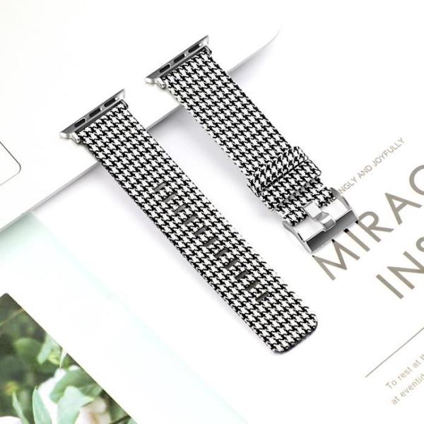 Sort hvid canvas urrem Udskiftning Kompatibel til Apple Watch IWatch 1/2/3/4