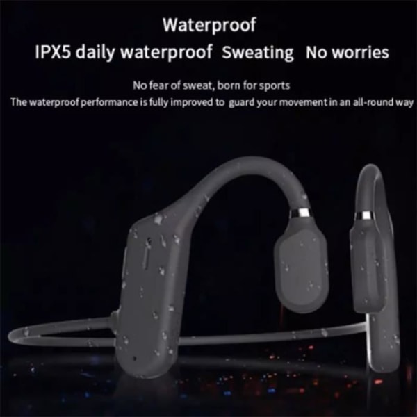 Trådløse Bluetooth 5.0 Bone Conduction-hodetelefoner med IPX6 vanntett mikrofon for sport - Svart