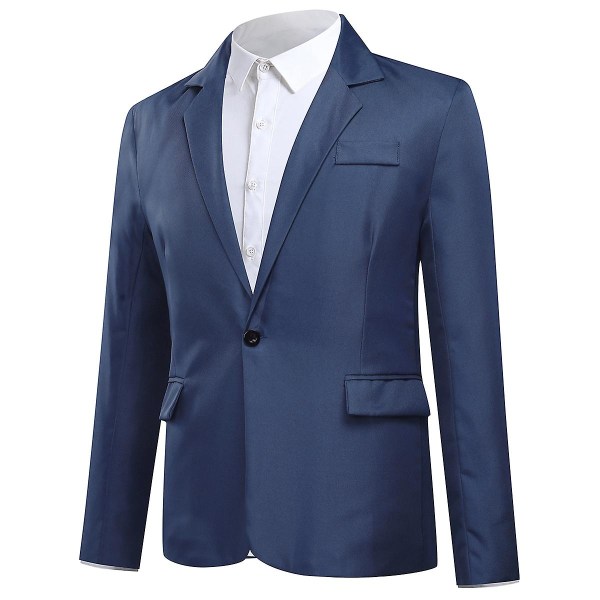 Yynuda Miesten Business Casual Klassinen lovettu käänne, kaksinkertainen jaettu puhdas väri, yksinapillinen pukutakki 11 väriä Navy XL