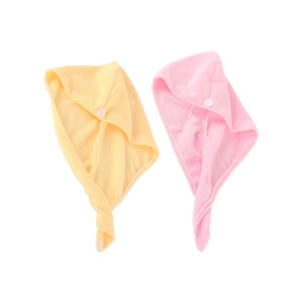 Hårhåndklædepakke Hurtigtørrende Absorberende Bandana Damer, krøllet, langt og tykt hår (2 stk) -pink + gul